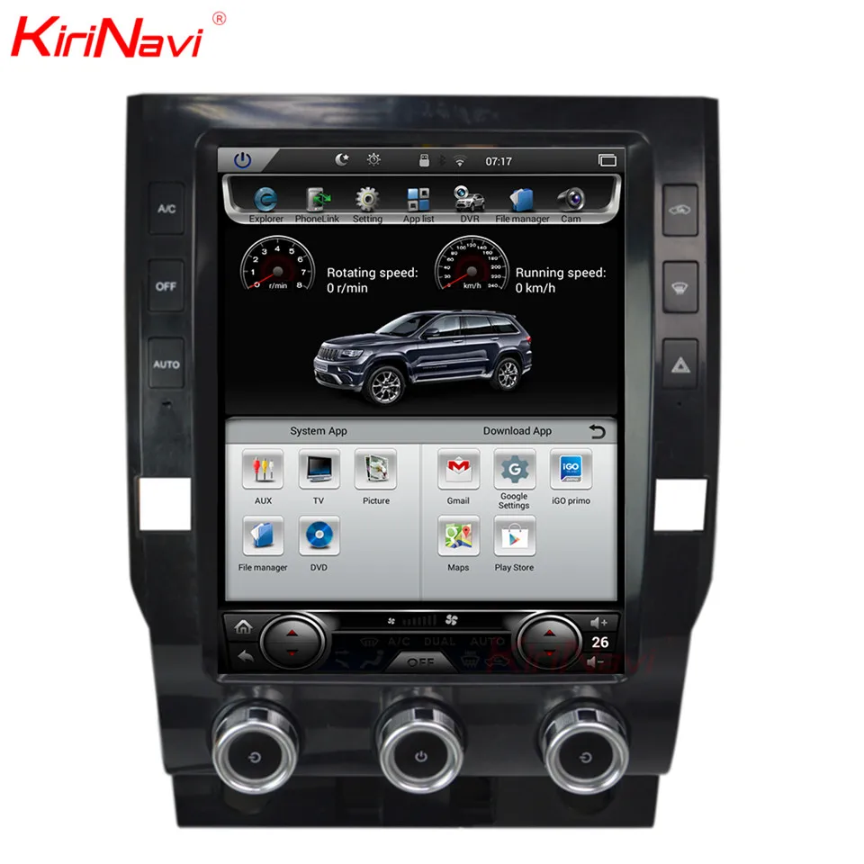 Flash Deal KiriNavi Vertical Screen Tesla Style 12.1 Inch Android 6.0 Car DVD Player For Toyota Tundra Android Radio GPS Navigation Car Dvd Multimedia Player 2014 -2018 4