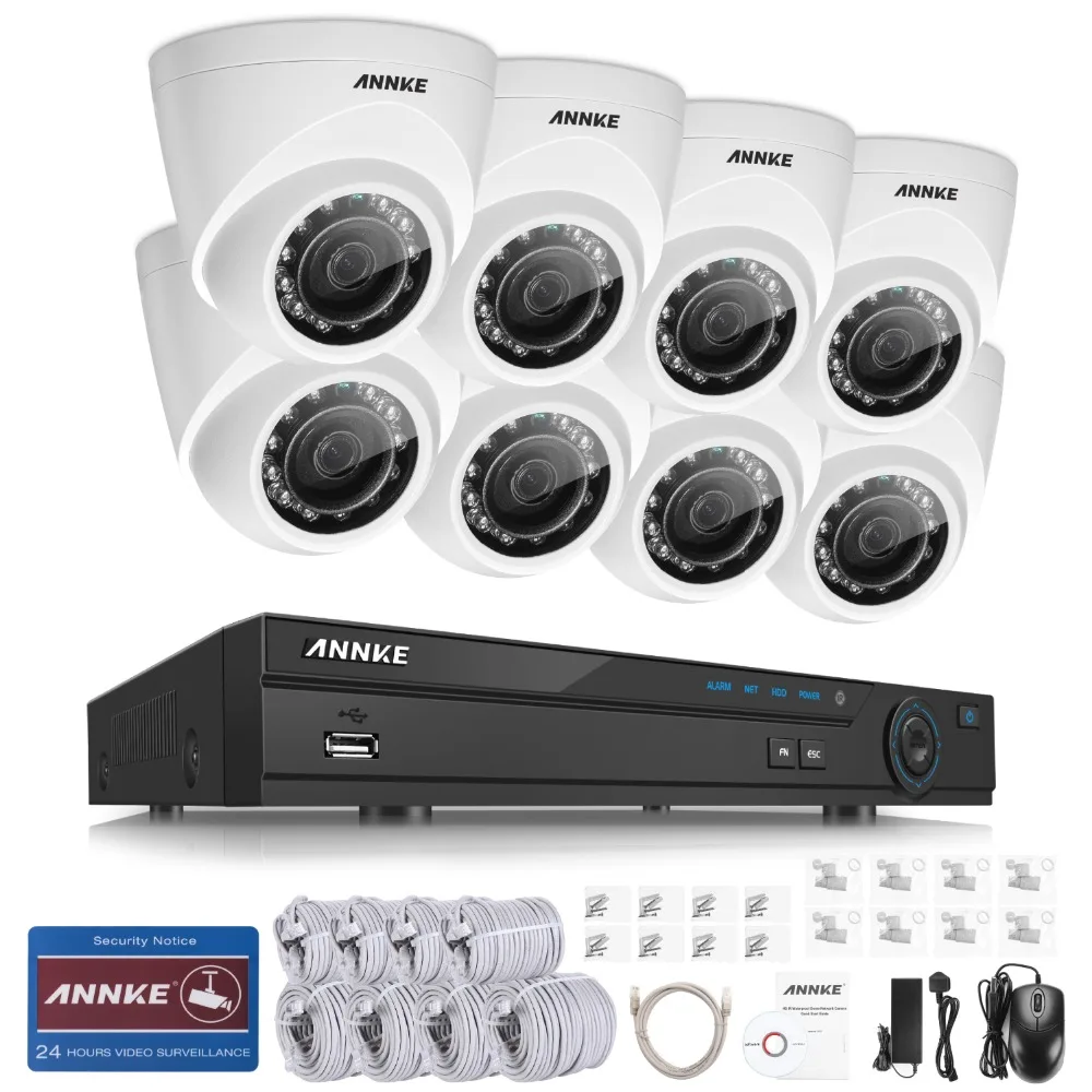 ANNKE 1080P 8CH POE 5MP NVR Network Outdoor Security IP Camera System 2MP Video