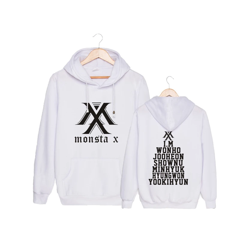  KPOP MONSTA X Hoodie With Long Sleeve Casual Women's Pullover Sportswear With Pocket Dropshipping