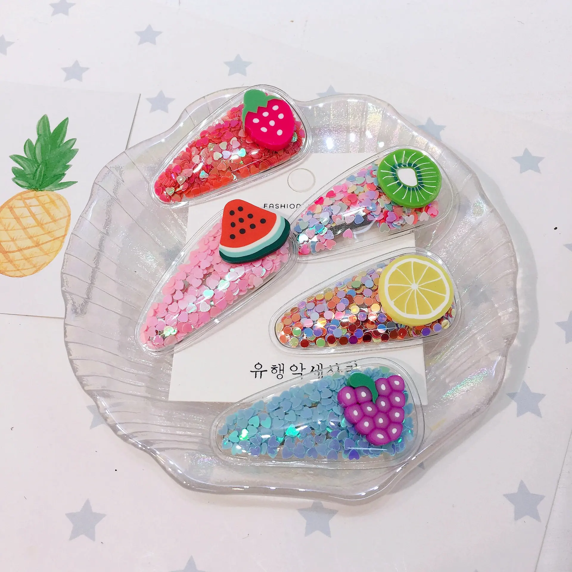 

Korea Japan Handmade New Cartoon Fruit Lemon Sequins Kids Children Girls BB Hairpins Hair clips Head wear Accessories-SKC-W1