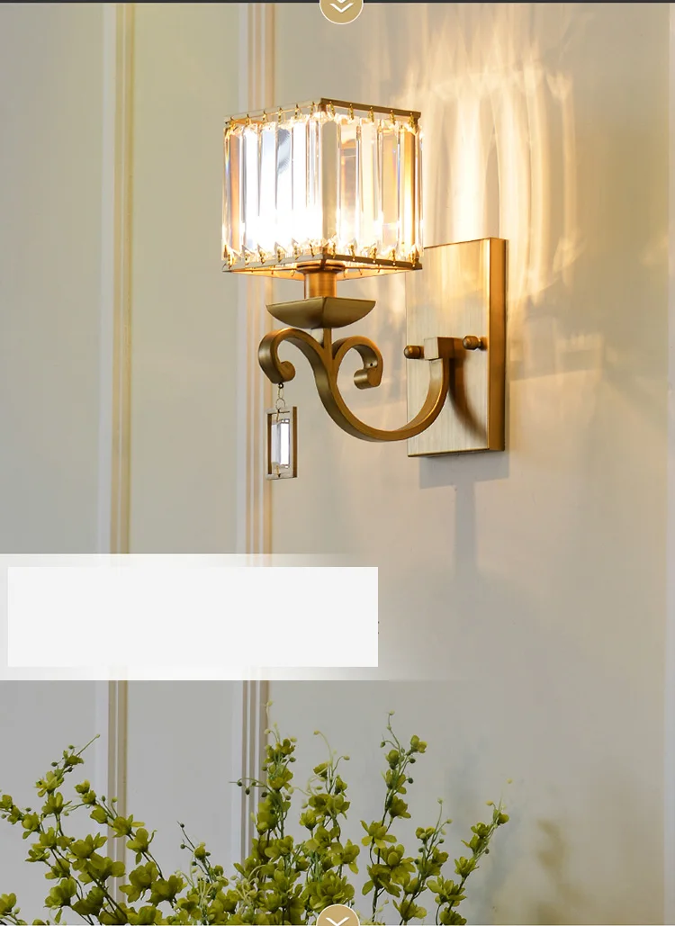 Современный настенный светильник квадратный кристалл золотой светодиодный настенный светильник домашний декор в помещении светильник