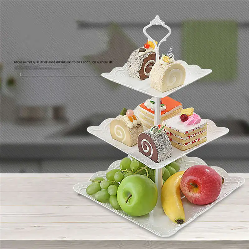 European Three Layer Fruit Plates Cake Snack Tray Dried Fruit Holder