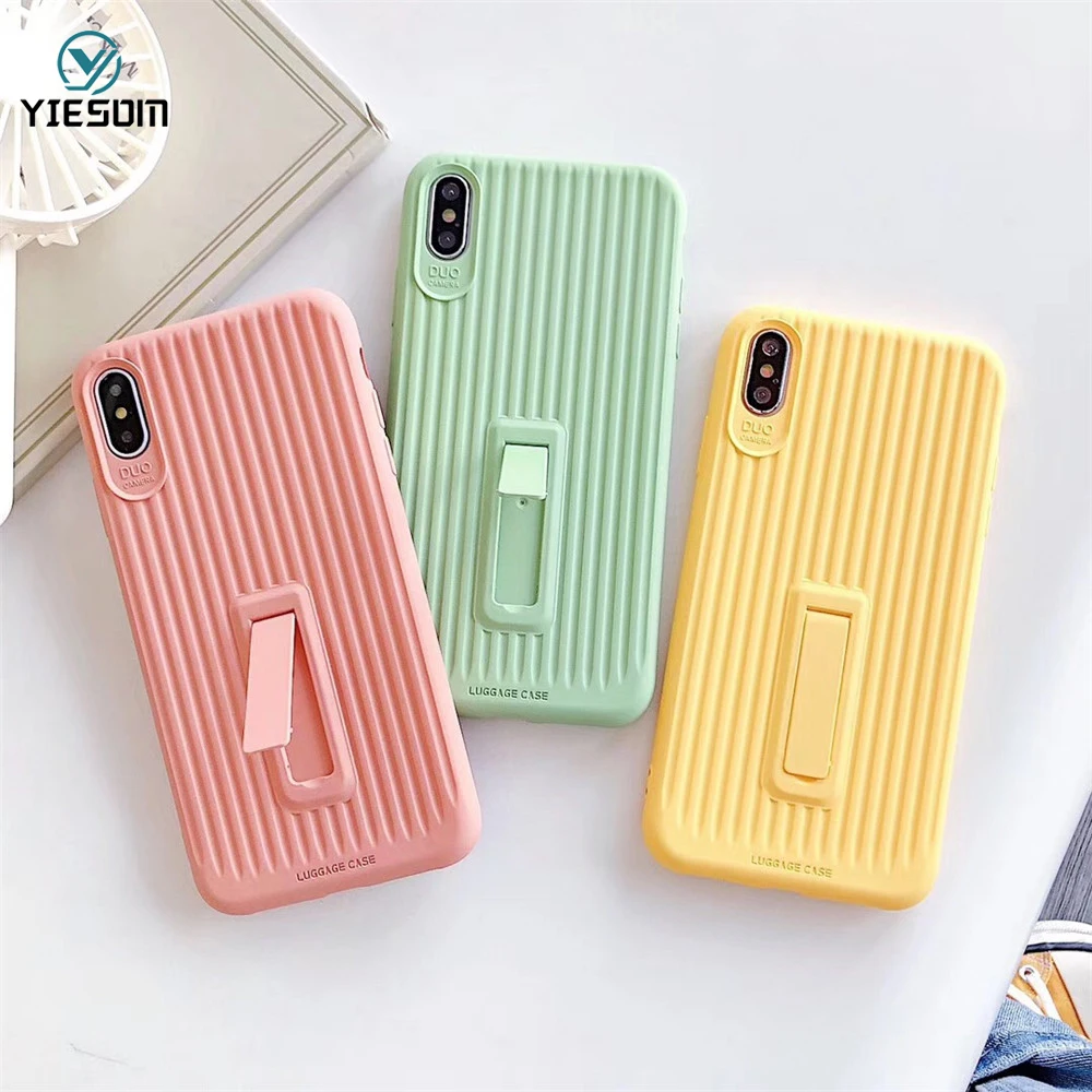 

Luxury Phone Case For iPhone XS MAX XR X Fashion Cute Suitcase Trunk TPU+PC Back Cover For iPhone X 8 7 6 6S Plus With Holder
