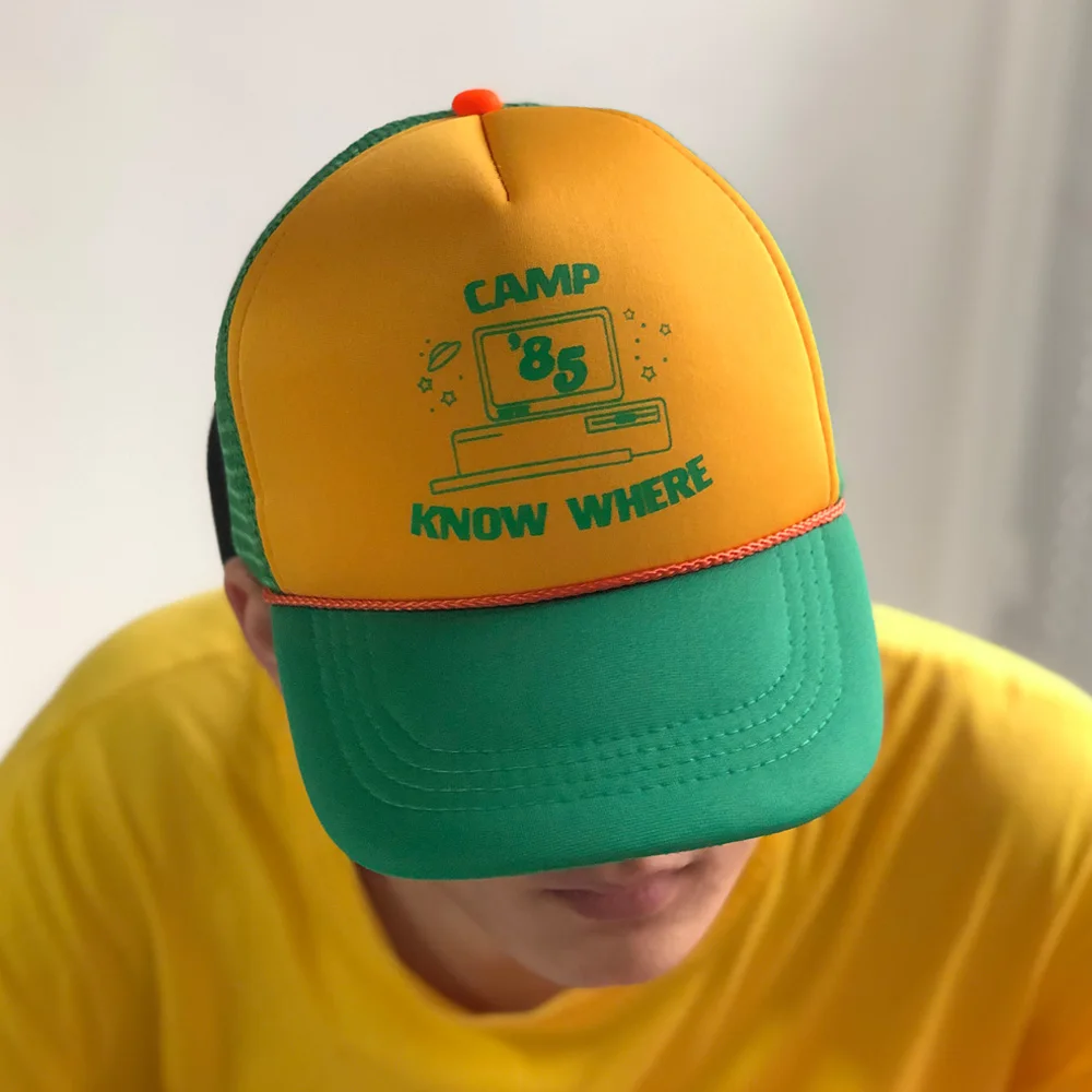 

Stranger Things 3 Dustin Hat Retro Mesh Trucker Cap Yellow Green 85 Know Where Adjustable Baseball Caps 2019