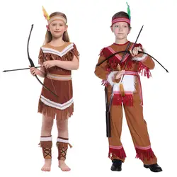 Костюмы Mardi Gras на Хэллоуин, костюм принцессы из американских индейцев для костюмированной вечеринки, костюм охотницы для мальчиков