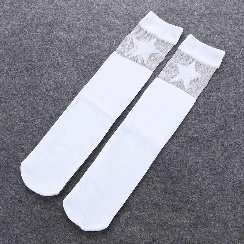 6 пар осенне-зимних Хлопковых Носков для малышей повседневные носки для новорожденных девочек Нескользящие эластичные носки для детей от 1 до 10 лет - Цвет: white star