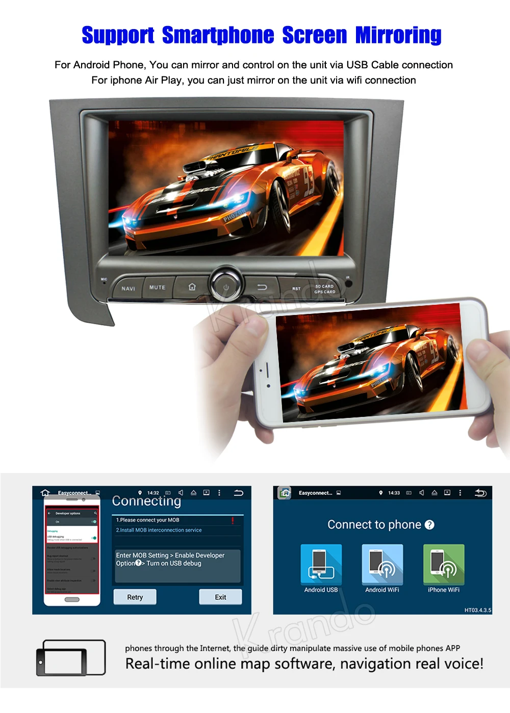 Krando Android car radio gps  for Rexton 2014+ navigation multimedia system (5)