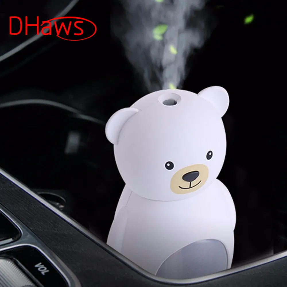 

DHaws 160ml Cute Bear Humidifier LED Light Personalized Creative Cartoon Teddy Bear Ultrasonic Air Humidifier Purifier Car Home