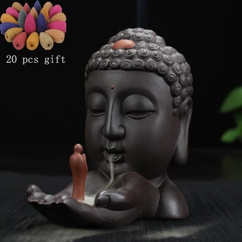 

Backflow Incense Burner + 20Pcs Incense Cones Ceramic Buddha Stick Holder Censer Smoke Backflow Incense Home Decor Dropshipping