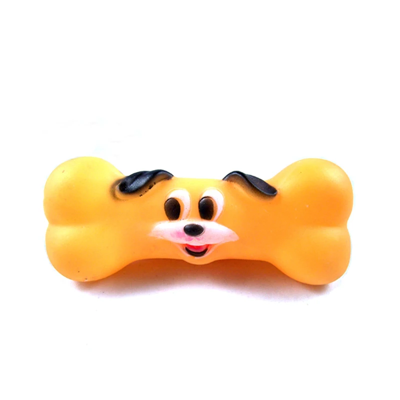 Bone Shape Style Pet Squeak Toy Cute Dog Face Style Cat Dog Toys