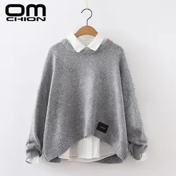 OMCHION/Новинка 2019 года, осенние женские свитера с круглым вырезом и пуловеры, короткий передний студенческий свитер с длинным сзади