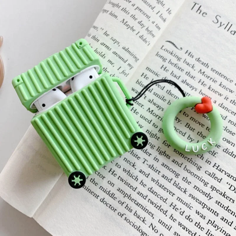 New Fashion Cute Suitcase Soft Silicone Case Earphones For Apple Airpods Bluetooth Wireless Earphone Protective Skin Cover Box