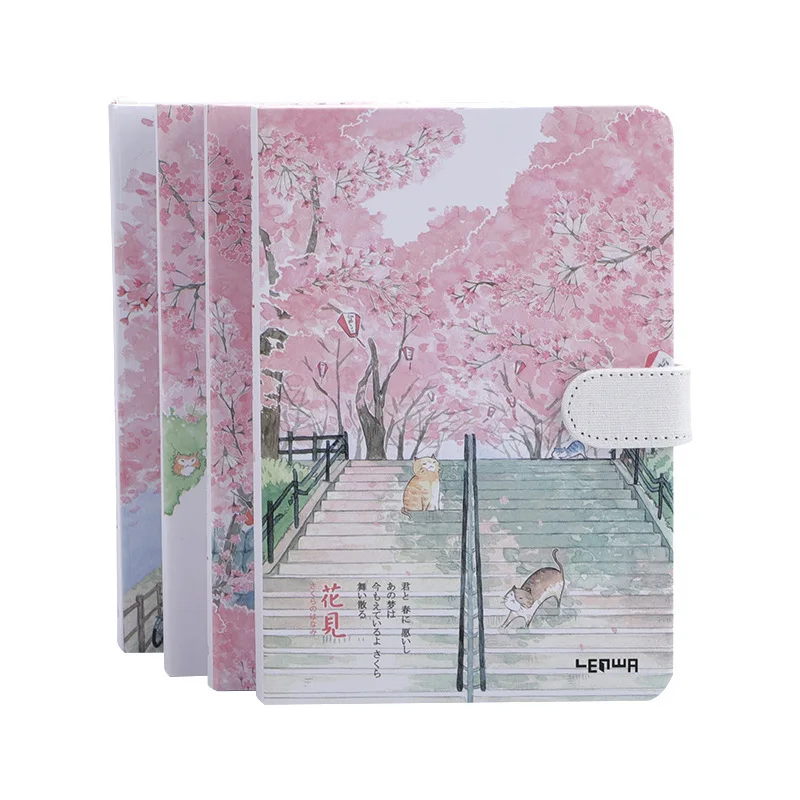 

Stationery Flower Hand Book Girl's Cherry Blossom Diary Magnetic Buckle Notebook
