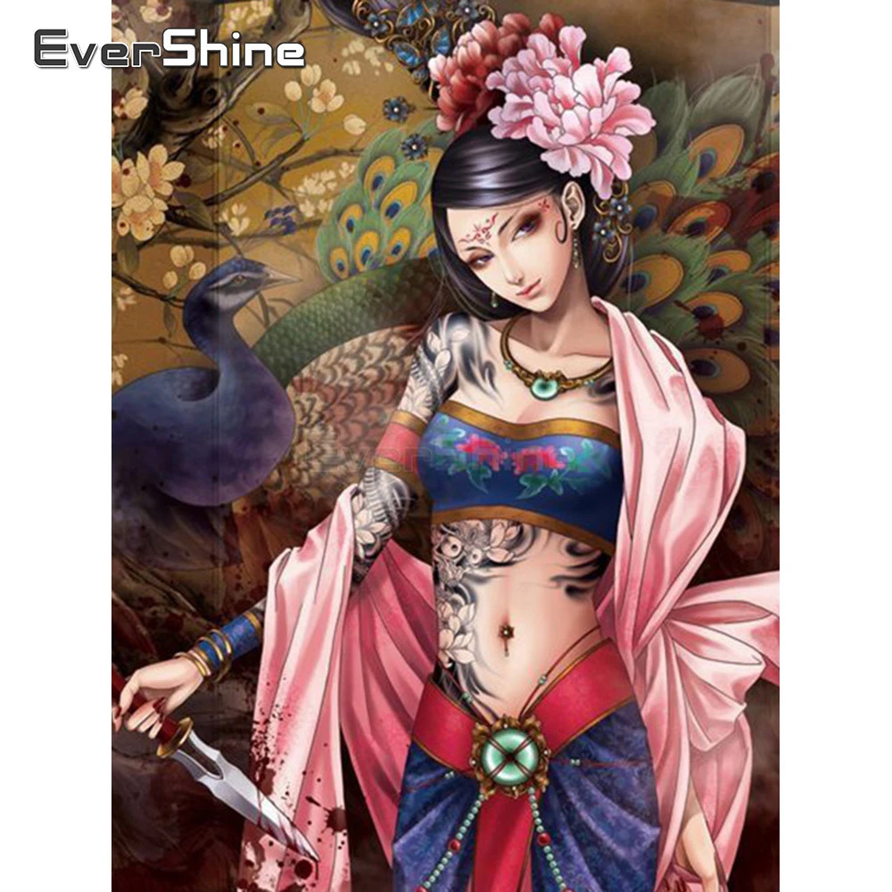 

EverShine DIY Diamond Embroidery Girl 5D Diamond Painting With Square Rhinestones Diamond Mosaic Full Display Wall Decoration