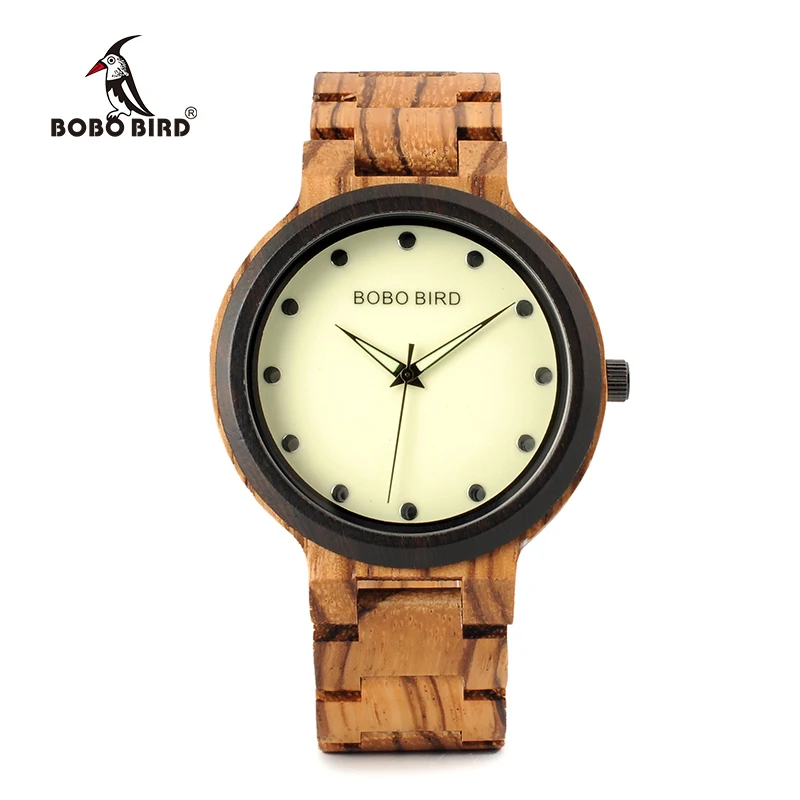 BOBO BIRD WP04 Wood Watch for Men with Luminous Hands Dial Face Brand Design Quartz Watches Two-tone Wooden Drop Shipping