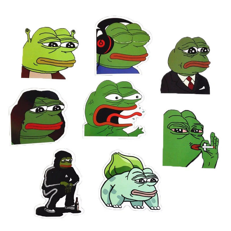 8 шт./лот Pepe Sad Лягушка забавная наклейка для автомобиля ноутбука багаж скейтборд мотоцикл сноуборд телефон наклейка игрушка наклейка s