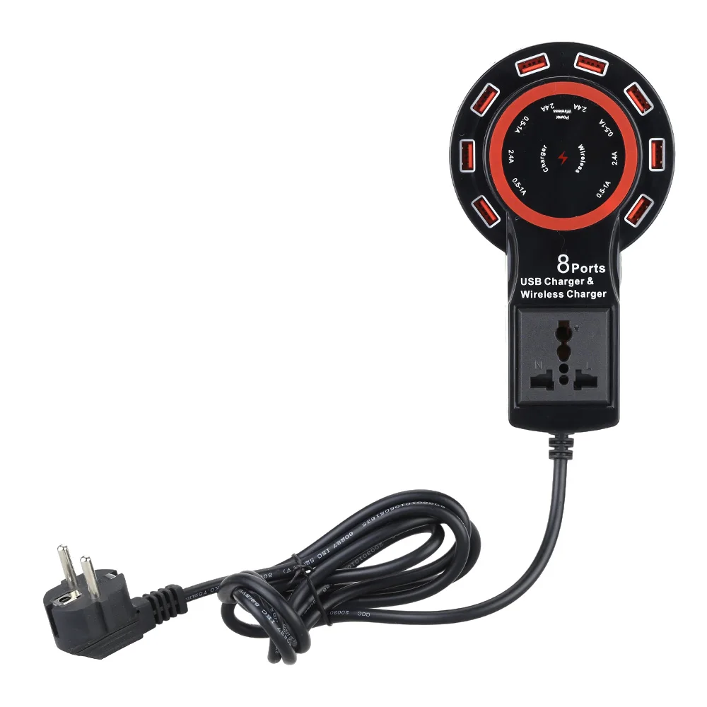 

2 In 1 USB Charger 12A 8 Ports Powered Qi Wireless Charging Transmitter for For IPhone 6 6S 6Plus Samsung