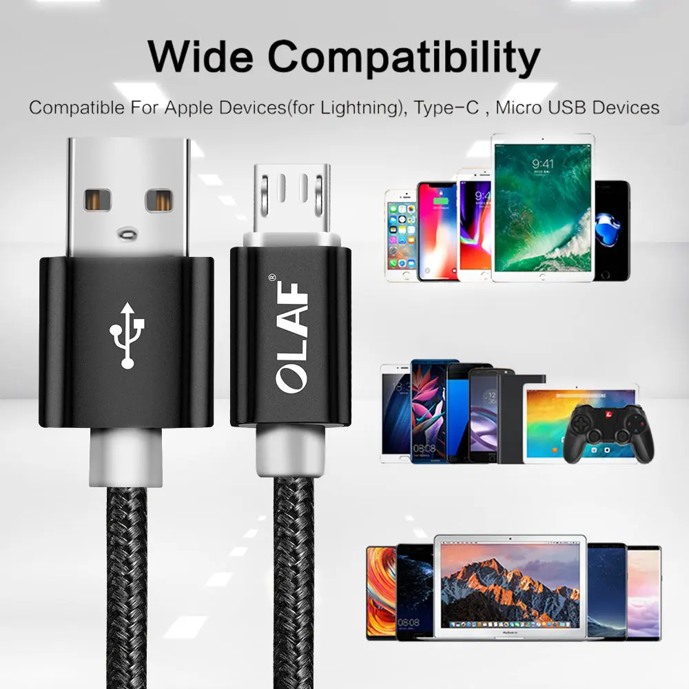La OLAF rápido de carga USB Cables Micro Usb Cable teléfono móvil Android sincronización de datos Cable cargador para Samsung para Xiaomi 1 m/2 m/3 m cable