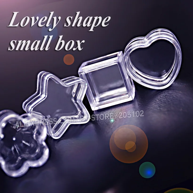 Миниатюрная акриловая коробка для дизайна ногтей, прозрачный контейнер, звезда, квадратное круглое сердце для рукоделия, духи, аксессуары, ювелирные изделия, бусины, пластиковый чехол для хранения