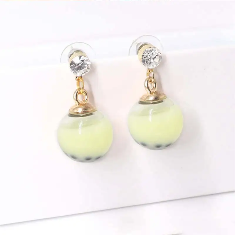 Personality Resin Milk Tea Drink Earring Girls Gifts Colors Candy Color Creative Unique Bubble Tea 45 Colors Drop Earrings 1Pair