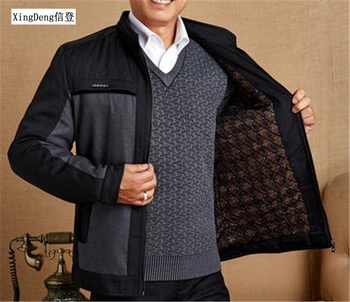 

XingDeng Men's Brand-Clothing Jacket zipper business Coat Spring Autumn Men Casual Fashion warm Jackets Male top Coats plus size