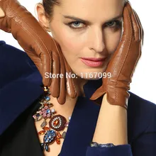 Новинка, женские перчатки из натуральной кожи, зимние перчатки, теплые, черные, коричневые, темно-коричневые, фиолетовые, темно-синие, винные