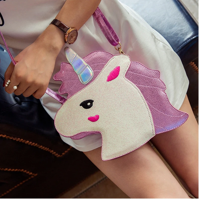 

2017 New Fashion unique design laser cute unicorn diamond shape envelope package Clutch handbags wallet Purse Pink Blue 2 color