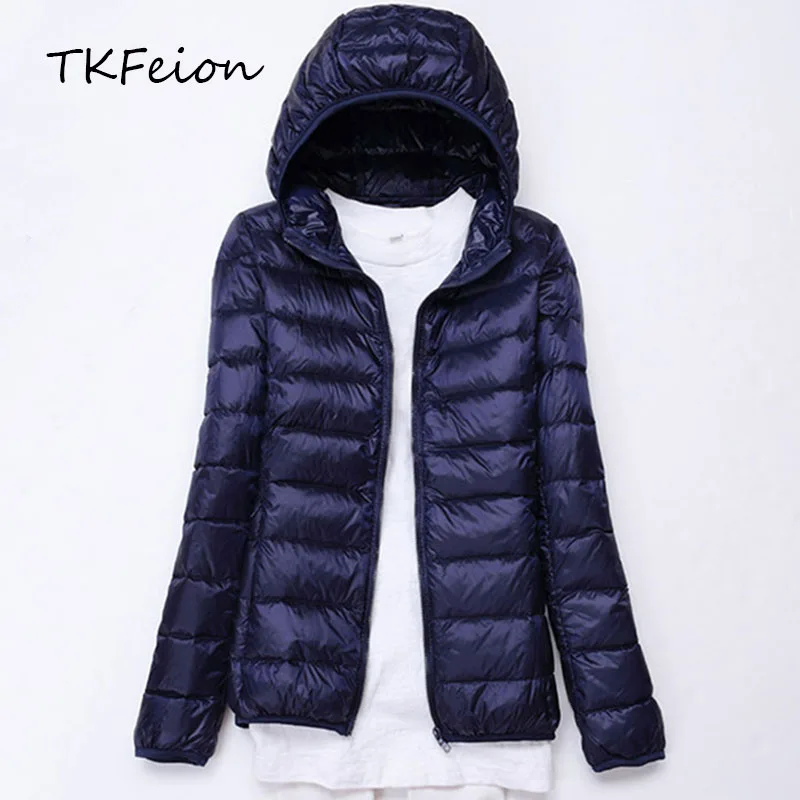 

2018 Autumn Womens Jacket Lightweight Plus Size 4XL 5XL 6XL 7XL Ladies Slim Warm Casual Outwear Female Hooded Coat 90% Duck Down