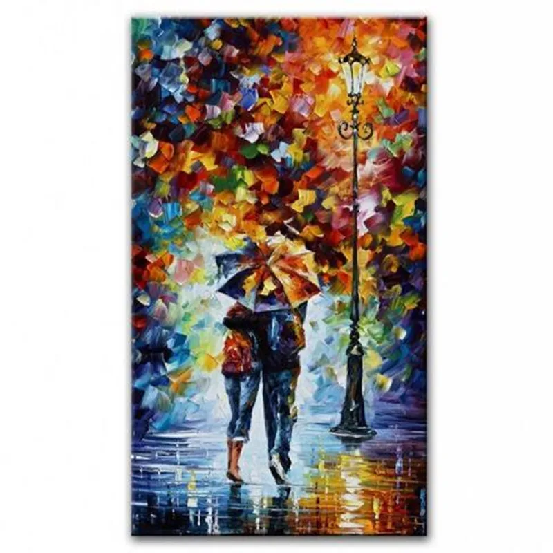 Home Decor Street Scene Art Wall Picture Hand Painted Scenery Oil