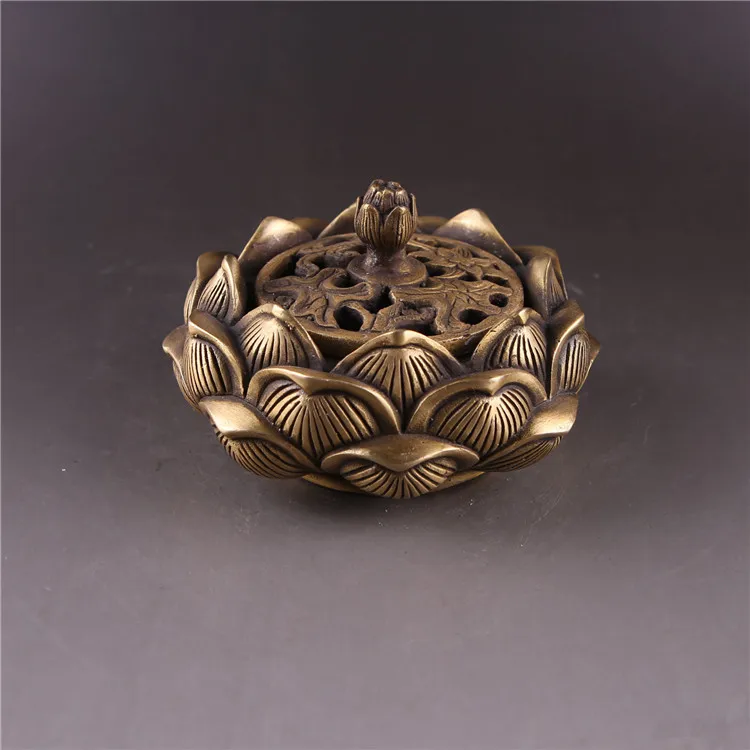 

Pure copper censer, hollowed lotus incense burner, furniture decoration
