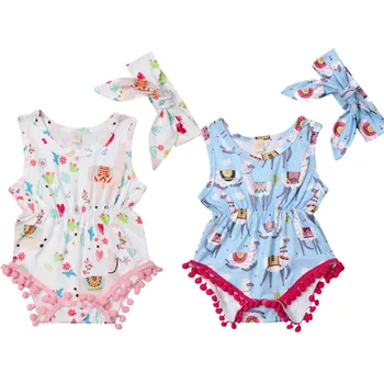 

2019 Toddler Newborn Baby Girls Llama Print Bodysuit Jumpsuit Outfits Sunsuit