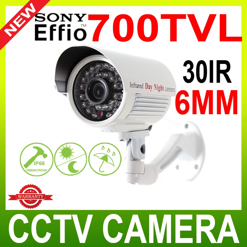 

700TVL 1/3" Sony Super HAD CCD  IR 30 LEDs 30M Night Vision 6MM Lens CCTV Outdoor Security Bullet Camera For 960h dvt