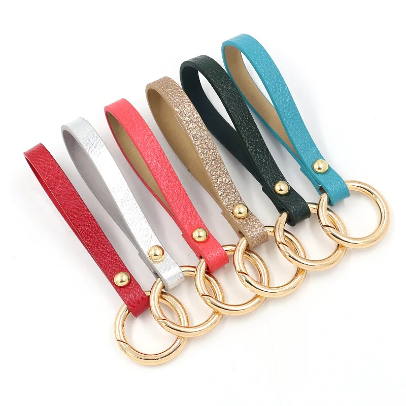 

6 color PU leather key chain with fashionable and simple key chain