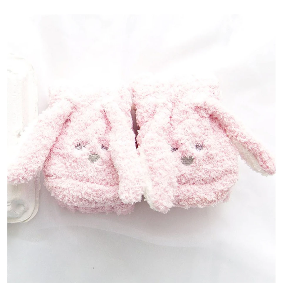 Fashion Autumn And Winter Coral Velvet Sleep Sock Female Tube Thick Warm Rabbit Ears Home Non-Slip Towel Cute Girl Floor Socks (12)