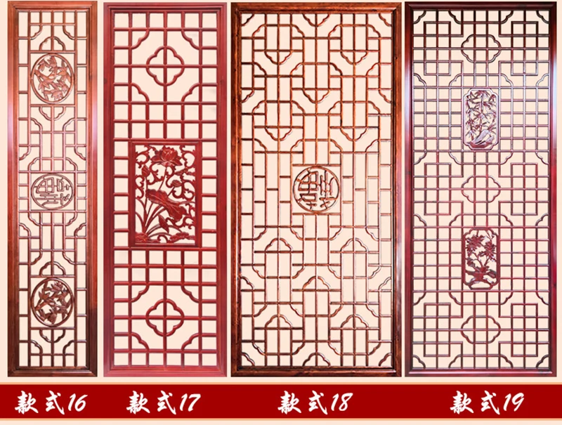 New Chinese solid wood screen living room partition screen cabinet hollow out board carvings porch