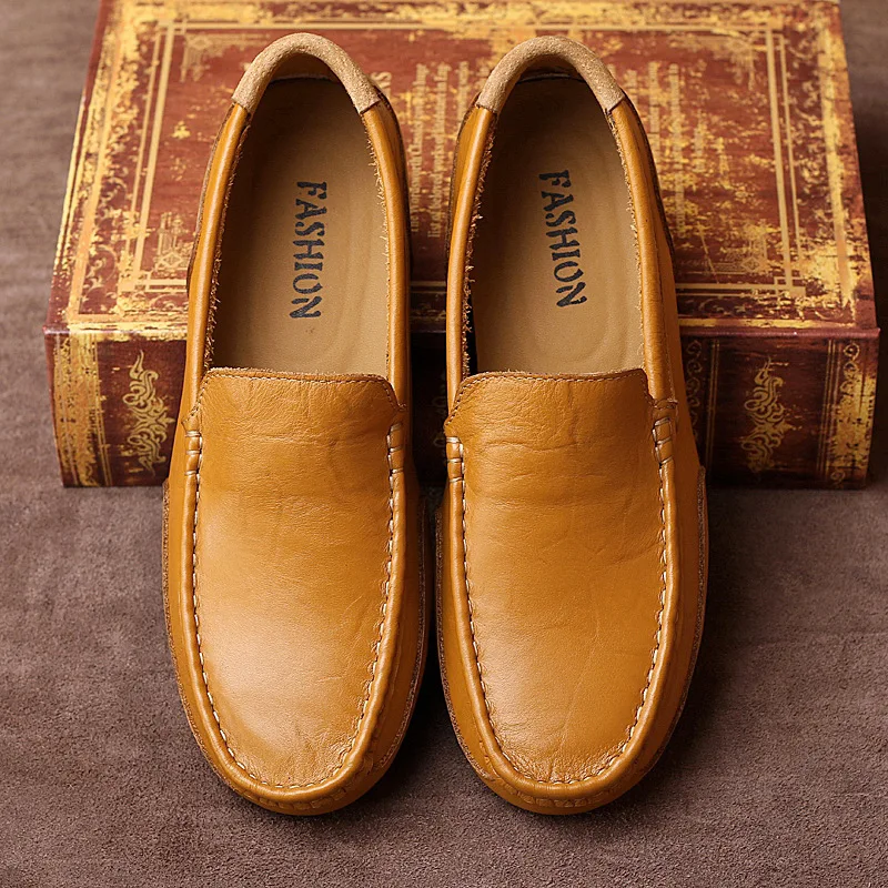 

F.N.JACK Men's Loafers Comfortable Genuine Leather Slip On Man Shoe Causal Driving Flats Spring And Summer For Men