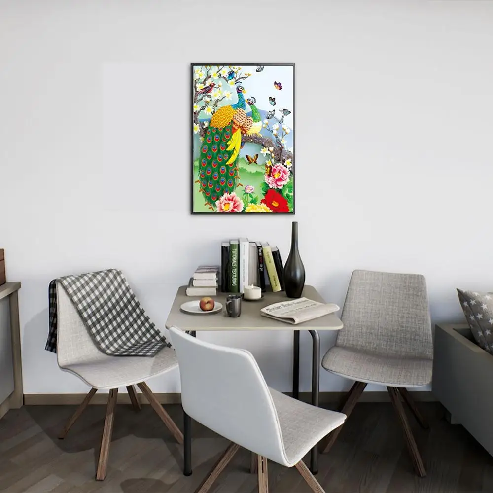 

Retro Colorful Peacock Dance Wall Art Posters Living Room Animal Oil Painting On Canvas Wall Pictures For Home Decor