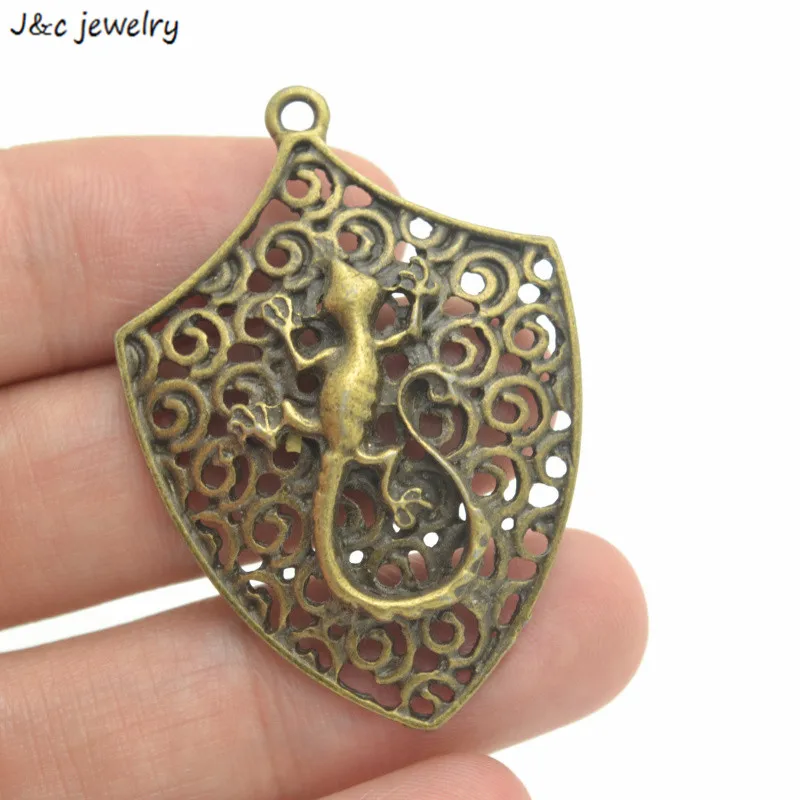 

Wholesale 5Pcs metal Antique Bronze color lizard Charms pendant fit European bracelet made diy Pendant Jewelry Findings 3413D
