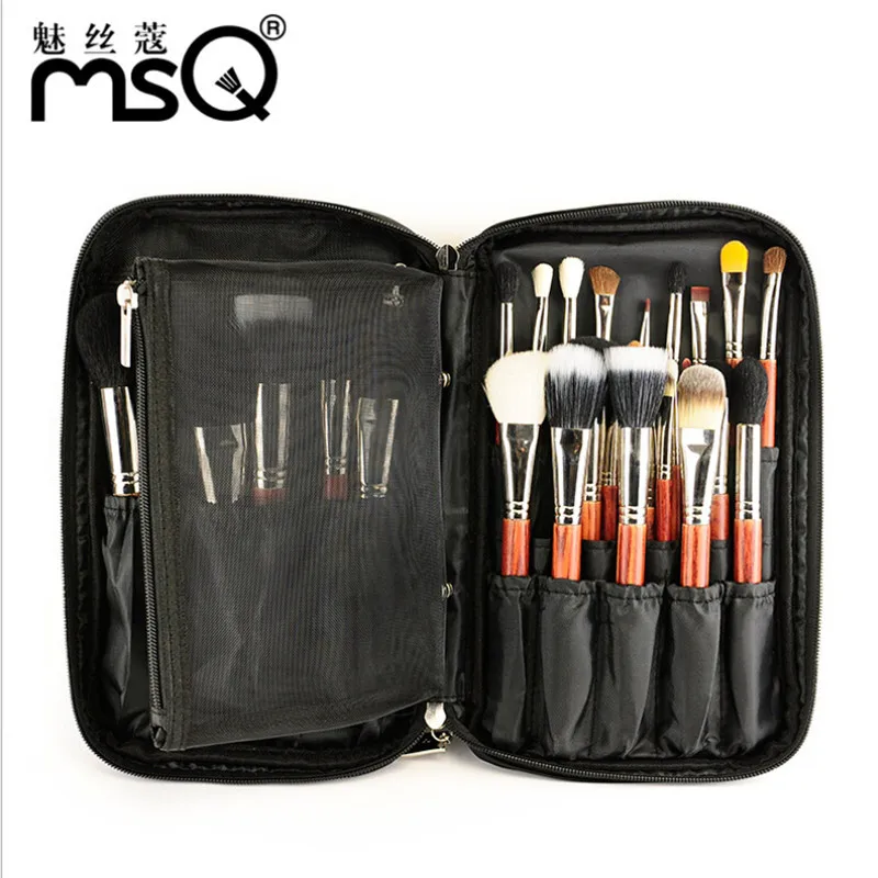 

MSQ Nylon Makeup Brushes Holder Bag Portable Make up Brush Cosmetic Tools Zipper Case Pouch Black