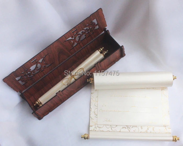 HI2059 - 13 Creative Scroll Invitation with Fancy Wooden Box Made in China.JPG