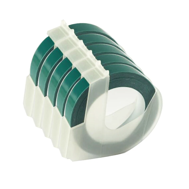 CIDY 5pcs Lake green color 9mm*3m Compatible DYMO 3D Plastic Embossing