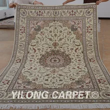 Yilong 6'x9' сотканный вручную шерстяной Шелковый толстый бежевый ковер изысканный персидский связанный вручную ковер(1481
