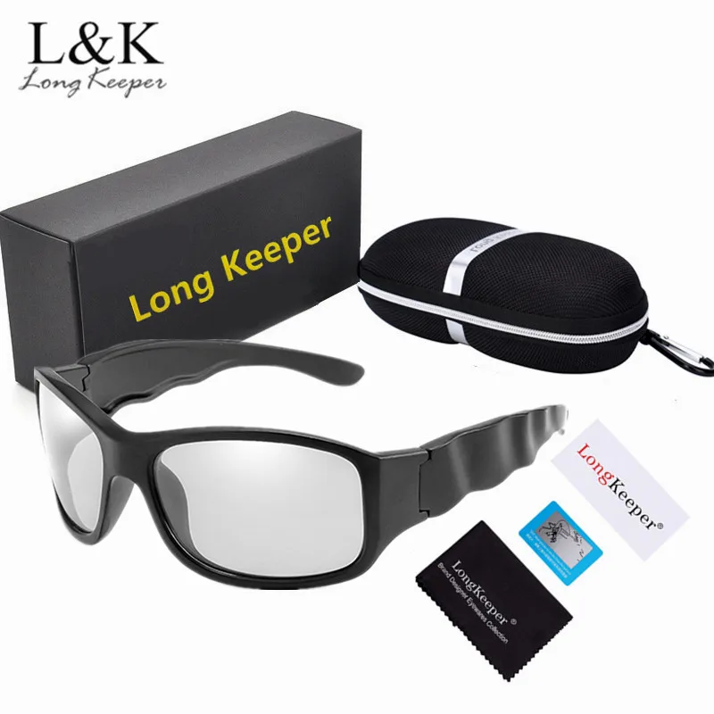 

Polarized Photochromic Sunglasses Steampunk Driving Chameleon Glasses Women Men Wave Big Size Frame Goggles With Gift Case Box