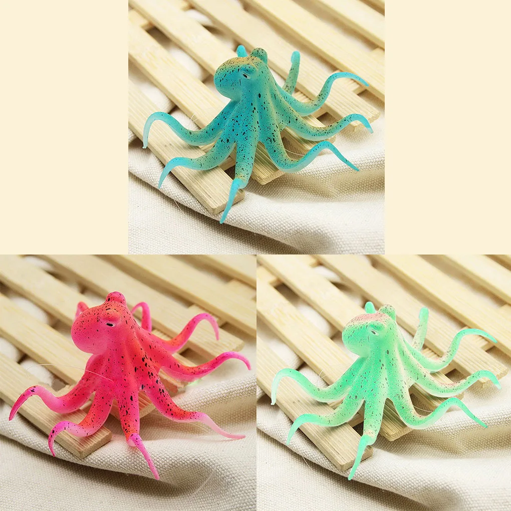 Artificial Swim Glowing Effect Octopus Aquarium Decoration Fish Tank Underwater Live Plant Luminous Ornament Aquatic Landscape