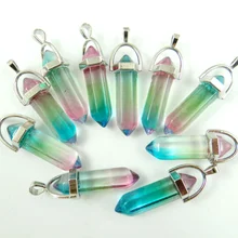 Подвески из натурального камня, бирюзы, кварца, тигровый глаз, опал, гексагональные подвески для самодельных ювелирных изделий, ожерелья, аксессуары, 24шт