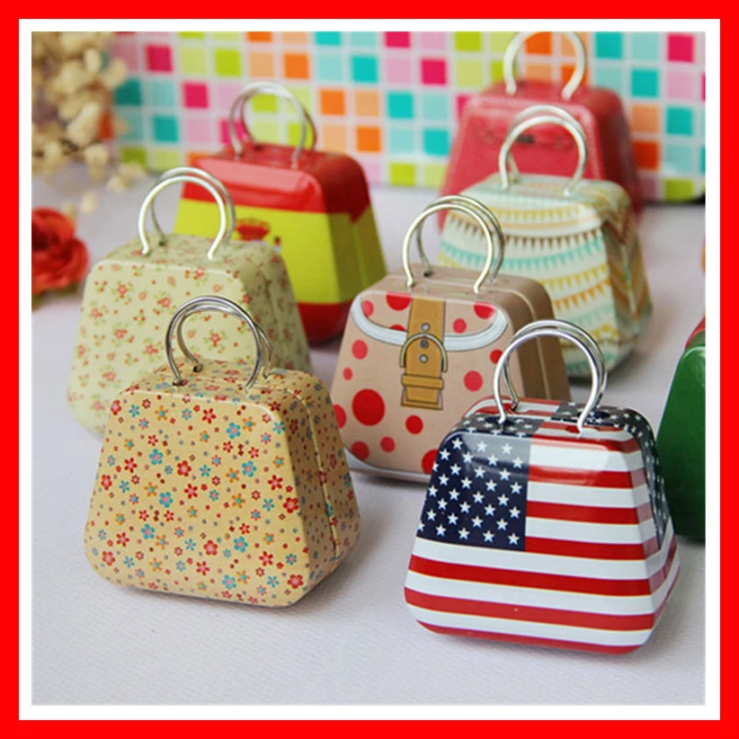 Mini Gift Packing Handbag Tin Box Jewelry Organizer Storage Iron Candy