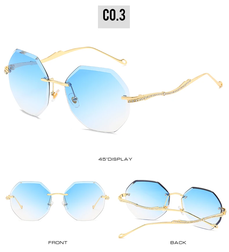 rimless women sunglasses luxury deisgner with diamond metal temple (10)