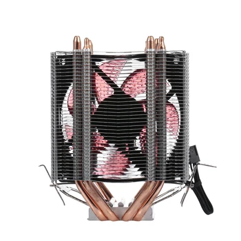 

LED Blue Light Heatsink 4 Heatpipe 2 Fans CPU Cooler Fan Quiet Heatsink Radiator Support for 775/115x/AMD