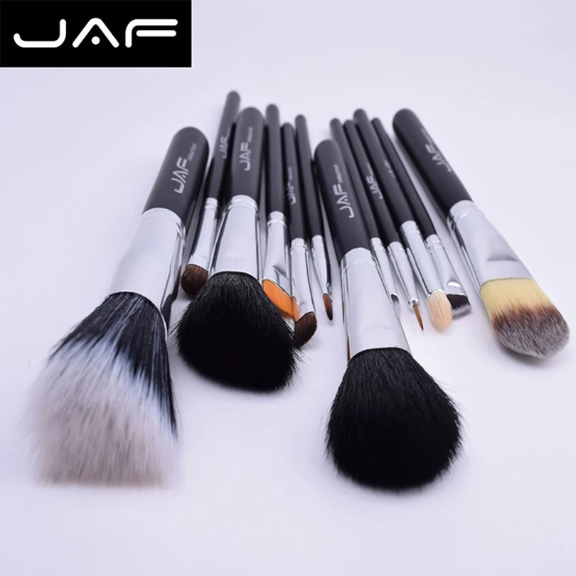 JAF 12pcs High Quality Makeup Brushes Set Foundation Brush Face Make Up Kit Cosmetic Tools Kits with Zipper Leather Case (4)