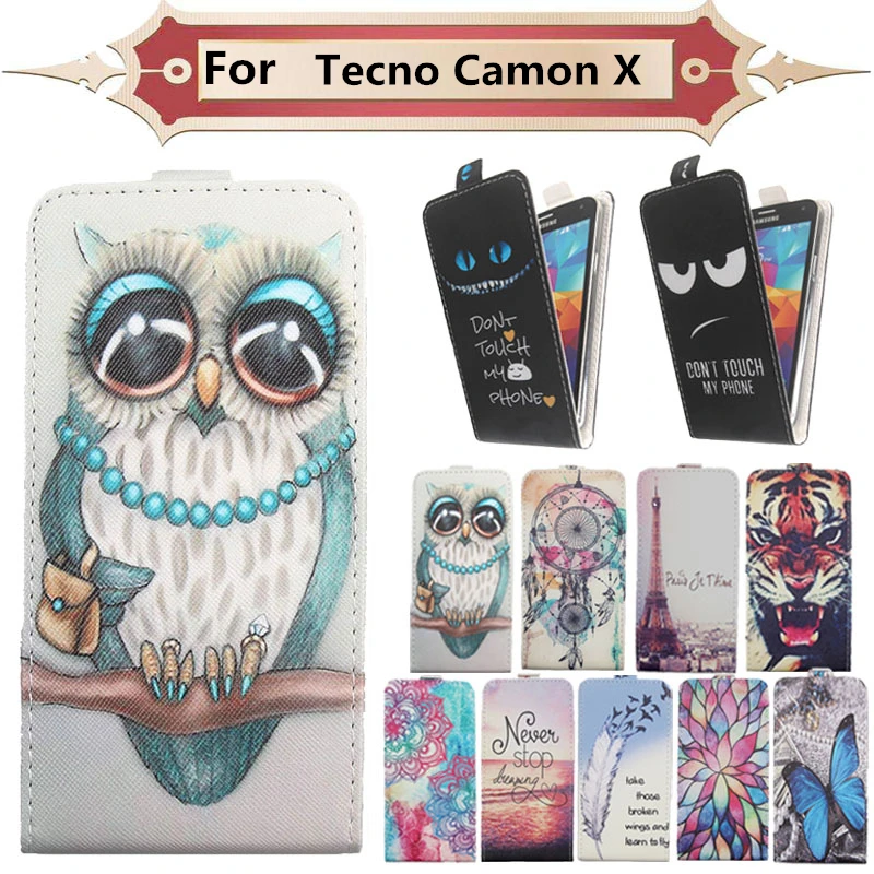 

Fashion 11 Colors Cartoon Pattern Up and Down Flip PU Leather Case For Tecno Camon X